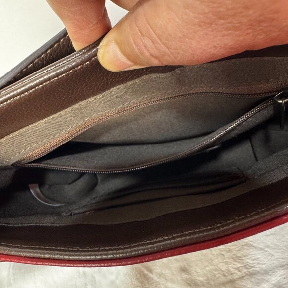 Chala Puppy Paw Print Half Moon Purse Faux Leather Red Brown Crossbody Keychain - Picture 15 of 16